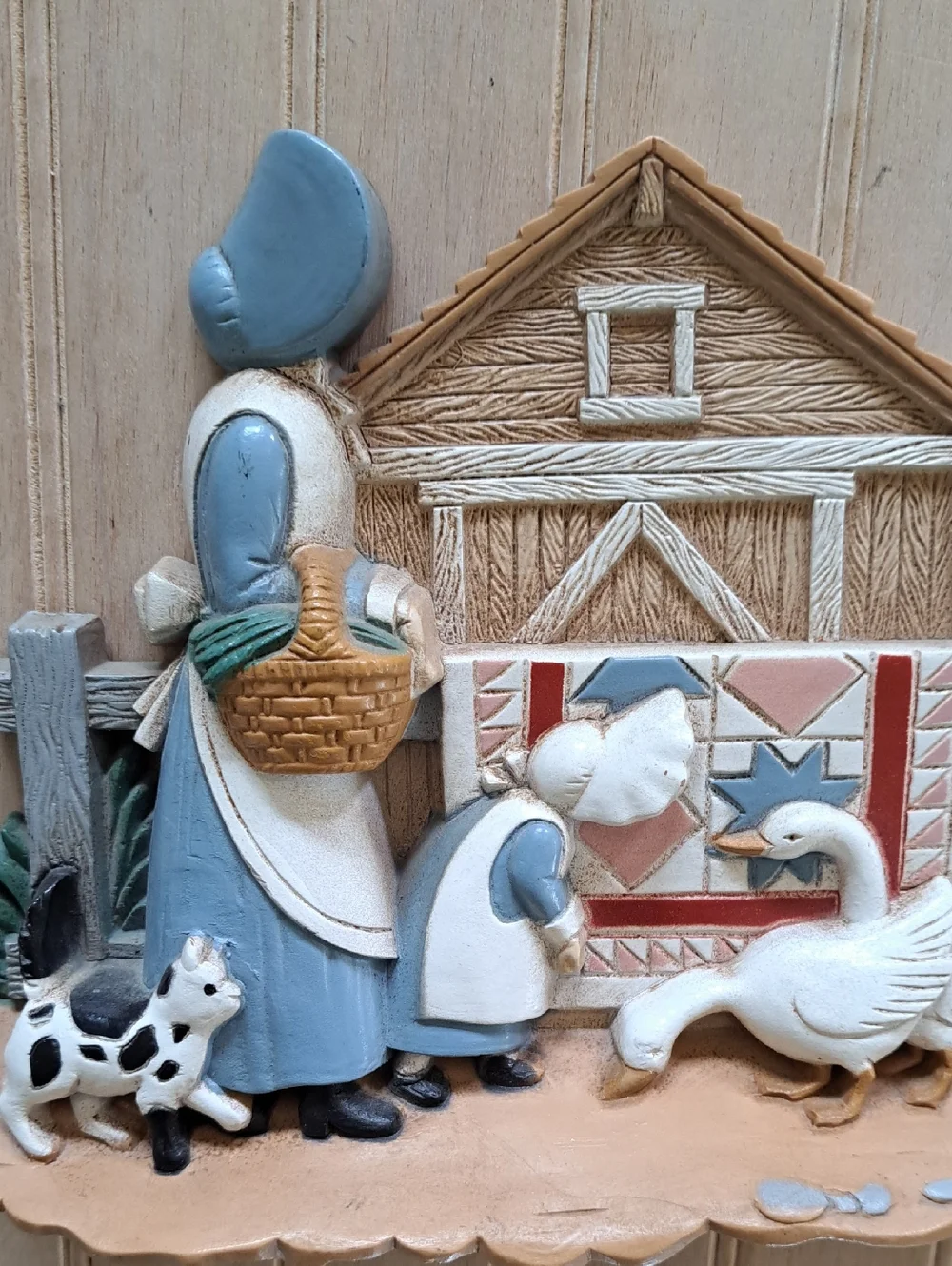 Vintage Burwood Amish Farm Wall Decor Set Homestead Scene Made In USA 3340
